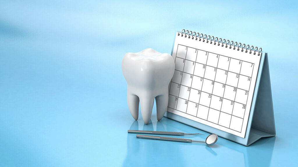 Alle 6 Monate sollte eine professionelle Zahnreinigung beim Zahnarzt durchgeführt werden.